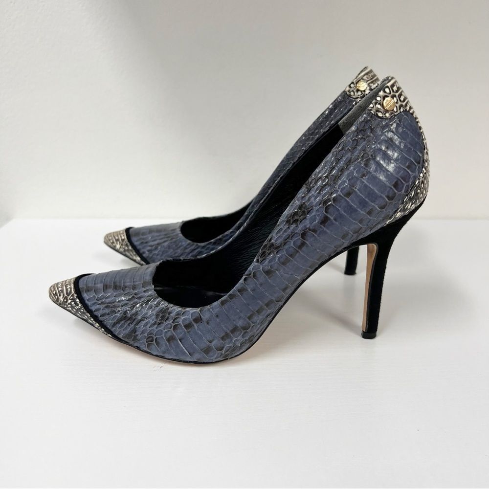 Rachel Roy Pumps Spike Heels 6.5 Pointed Toe Snake Blue